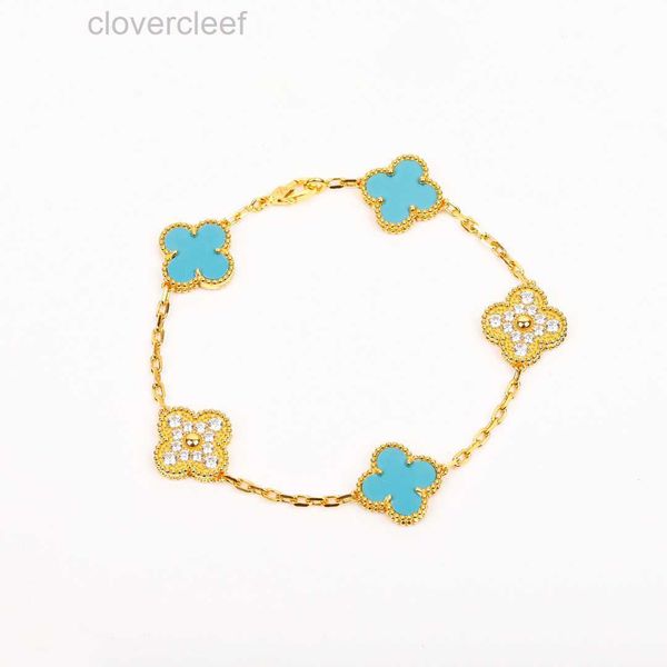 Cleef Four Leaf Clover Jewelrys luxo vanly Clefly Clover pulseira Designer pulseira para homens Mulheres moda na moda elegante corda de miçangas festa joias com diamantes