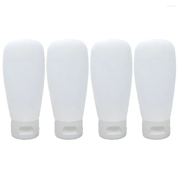 Aufbewahrungsflaschen 4 Stück 60 ml Kunststoffdeckelbehälter Make-up-Lotion-Zubehör für Reiniger (weiß)