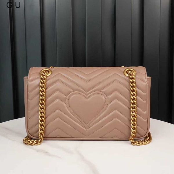 Designer bolsa de ombro frete grátis novo kuqi marmont seri pequeno amor onda padrão um ombro crossbody dupla corrente saco das mulheres