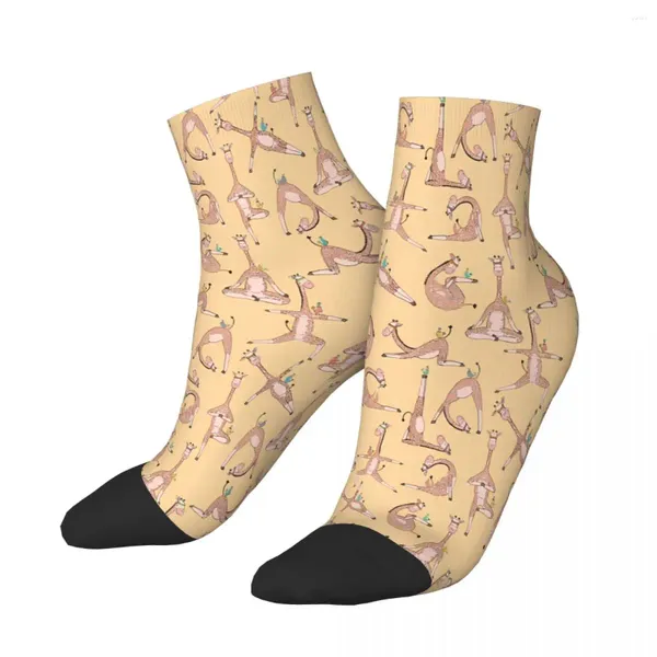 Herrensocken, niedliche lustige Giraffen, Posen, Yoga, Tier, Knöchel, Herren, Damen, Winterstrümpfe, bedruckt