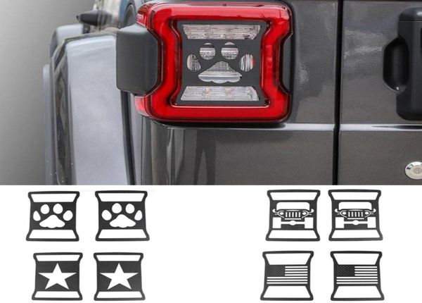 Capa de luz traseira preta para decoração, material de ferro para jeep wrangler jl jk de 2018, acessórios para interiores de automóveis 7235200