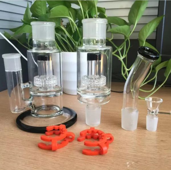 Yeni büyük cam bongs duman gözlükleri borular nargile geri dönüştürücü stereo matris çıkarılabilir perc yağ kuleleri klipsli katı taban 18mm eklem zz