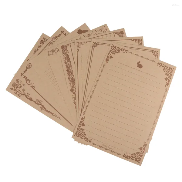 Envoltório de presente 10 conjunto 80pcs papel de escrita vintage nota criativa carta papelaria para escola de escritório em casa (8pcs um aleatório