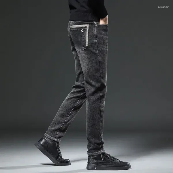 Jeans da uomo Pantaloni da cowboy maschili Pantaloni elasticizzati lavati a tubo skinny per uomo elasticizzati con tasche Abbigliamento autunnale slim fit dritto