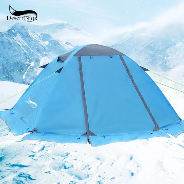 Tenda de inverno Fox do deserto com saia de neve para 2 pessoas Tenda de poste de alumínio Tenda de mochila leve para caminhadas Escalada Tempo de neve 240312