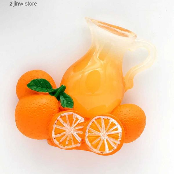 Imãs de geladeira Vidro imitação de suco de laranja garrafa magnética haste de refrigerante decoração de cozinha 3D frutas suco de laranja coleção bonito ímã de geladeira Y240322