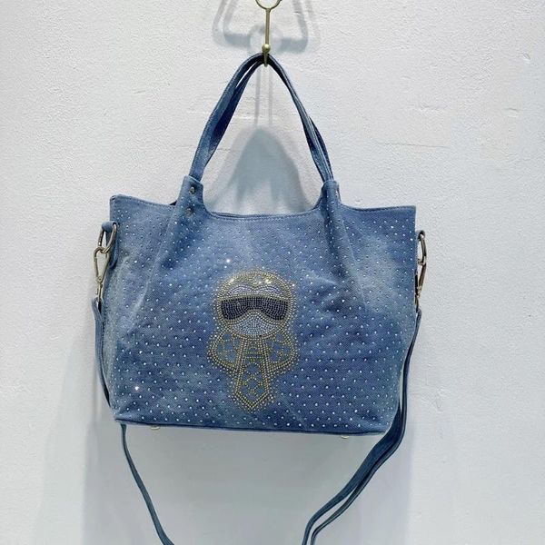 Omuz Çantaları Kadın Günlük Denim Messenger Çantası Çok Cep Çantası Lüks Tasarım Mavi