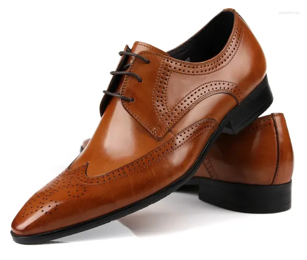 Sapatos de vestido tamanho grande EUR45 preto / tan marrom oxfords meninos baile de couro genuíno negócios masculino casamento