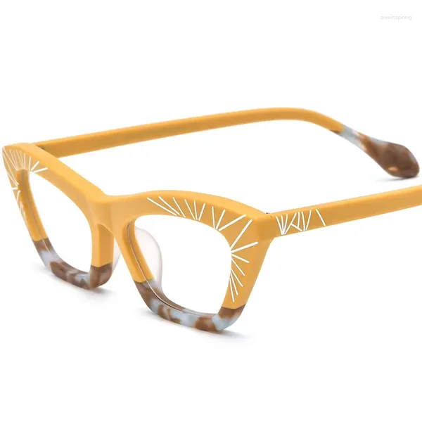 Óculos de sol quadros fosco multicolor retalhos gato olho acetato óculos borboleta designer personalidade pode combinar miopia anti-azul lente