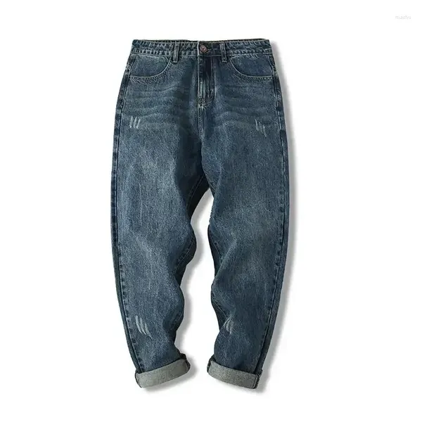 Jeans masculinos homem cowboy calças cortadas harem reta 2024 moda tendência primavera outono luxo em alta qualidade kpop xs