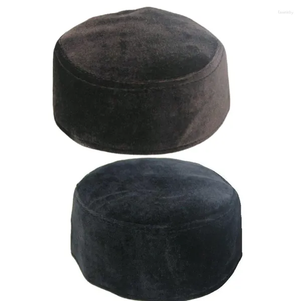 Berets Männer Muslimischen Gebet Hut Islamischen Soft Shell Beanie Schädel Flache Kappe Männlich Einfache Einfarbig Ramadan Arabisch Dubai Kopf tragen