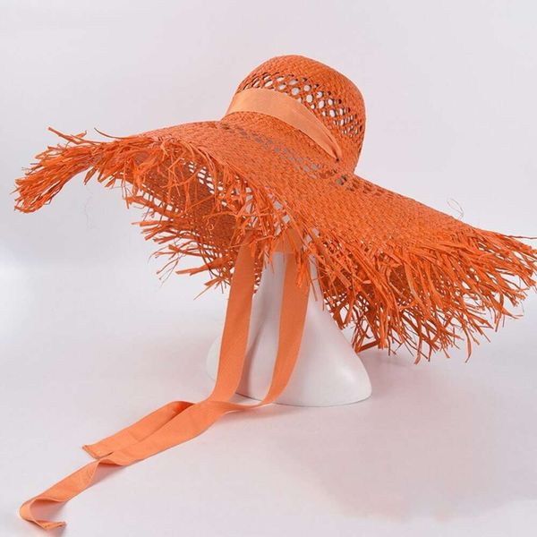 Соломенная женская летняя большая карнизная шляпа для отпуска, солнцезащитный крем, соломенная индивидуальная складная пляжная шляпа в европейском стиле