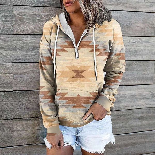 Designer de moda feminina casual hoodie roupas femininas 2024 primavera e outono nova tribo étnica com capuz camisola casaco treino mulheres esporte mulheres manga longa 39GC