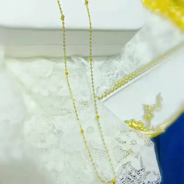 Catene Vero Oro 18 Carati Cielo Stella Collana Puro AU750 Sfera Rotonda Boutique da Donna Gioielli Regalo di Nozze X0039