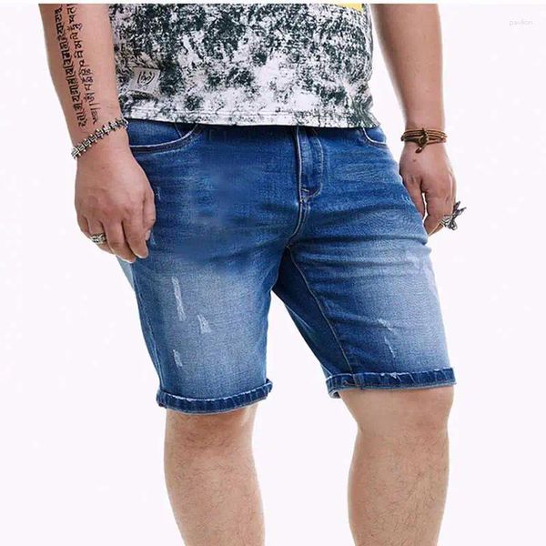 Shorts masculinos verão plus size jeans na altura do joelho denim azul roupas casuais grandes e altos 36 38 40 42 44 46 48