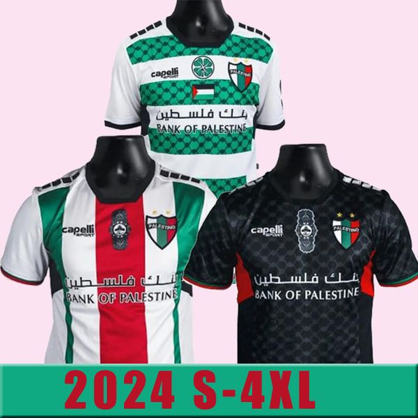 2024 2025 S-4XL Palästina Fußballtrikot Mittelstreifen Heim Auswärts 3. Schwarz Weiß Grün 24 25 CD Palestino Fußballtrikot