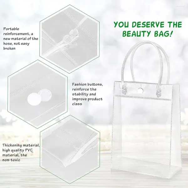 Sacos de armazenamento Transparente PVC Bolsa Embalagem de presente de Natal com alças Compras Viagem Clear Tote Jelly Bag Ombro Maquiagem