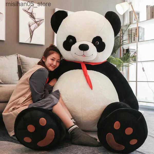 Plüschpuppen 80/100 cm große süße Panda-Plüschtiertier-Füllpuppe weiches Kissenkissen Bärenpuppe Jungen- und Mädchengeschenk Q240322