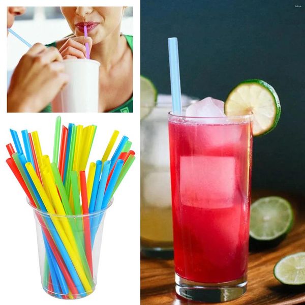 Tek kullanımlık fincan pipetler kaşık saman renk yaratıcı tip pp karıştırma smoothie düz 20 cm meyve suyu içmek süt çayı