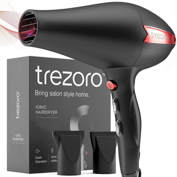 Secador de cabelo profissional iônico 2200W - Secador de cabelo leve para viagem para cabelos cacheados normais inclui bico de estilo de volume