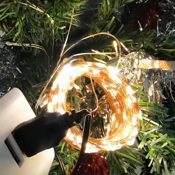 10pcs usb LED String Lights Bakır Gümüş Tel Gümüş Telli Işık Su Geçirmez Led Işıklar Noel Düğün Dekorasyonu
