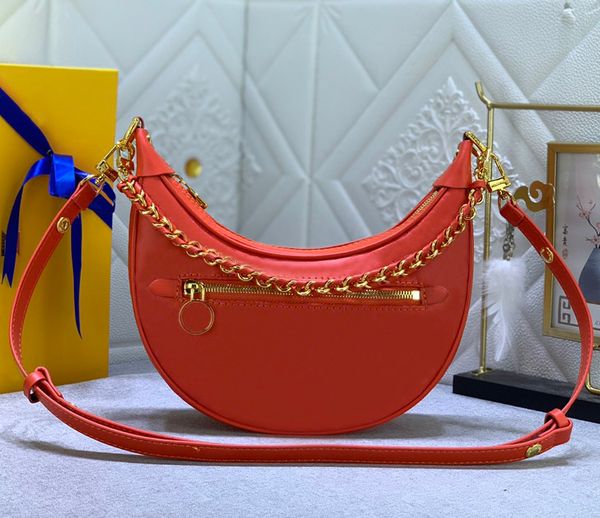 Luxus-Designer-Umhängetasche für Damen Loop-Halbmond-Handtasche Umhängetaschen mit klassischen Blumen Hochwertige Leder-Damenmode Kreis-Schulter-Make-up-Geldbörse