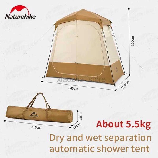 Çadırlar ve Barınaklar Naturehike açık duş otomatik çadır kuru ıslak ayırma hızlı yapı 210T kamp soyunma odası 5.5kg seyahat yürüyüş duş odası 240322