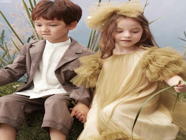 Vestito da principessa per ragazze di moda 2021 Abiti eleganti di pizzo per bambina estivi verdi Bambini per bambini Gonna per feste di compleanno per ragazze7383964