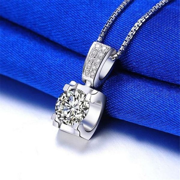 Top vender jóias de luxo solitário real 925 prata esterlina festa corte redondo branco topázio cabeça de touro pingente cz diamante festa feminino we307m