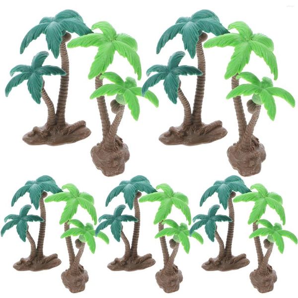 Flores decorativas 10 peças enfeites de coqueiro simulado decoração de vegetação árvores em miniatura para modelo de artesanato