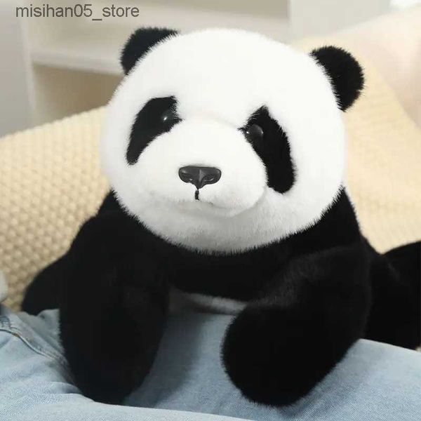 Bonecas de pelúcia simuladas realidade fofo zoológico panda preenchimento macio animal bonito urso plushie boneca mentira brinquedo divertido menina presente de aniversário q240322