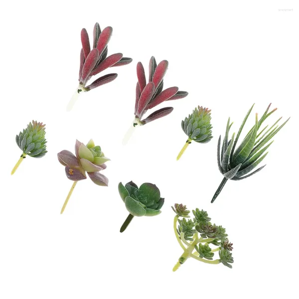 Dekorative Blumen 8 künstliche Dekor beflockte Sukkulenten Pflanzen kleine grüne Echeveria Air Picks strukturierte Bastelarbeiten DIY für das Büro