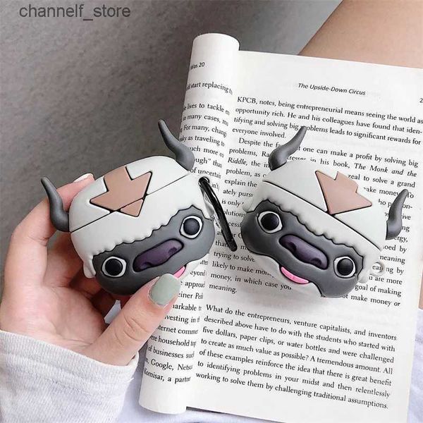 Acessórios para fone de ouvido 3D Bull Capa de fone de ouvido para AirPods 1 2 Pro Cartoon Wireless Headphone Capa protetora de carregamento para Airpods Case FundaY240322