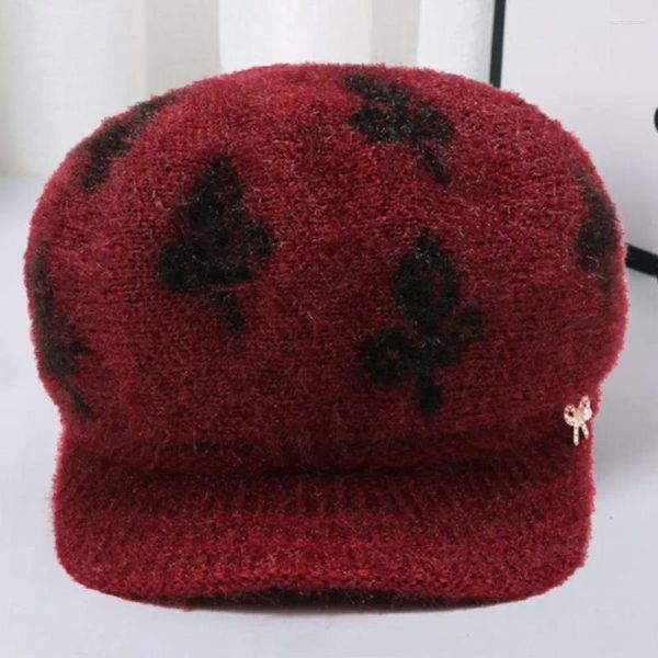 Berretti da baseball Chic Cappello da donna Colorfast con visiera ispessita Autunno Inverno Maglia per adulti Berretto da donna a prova di freddo