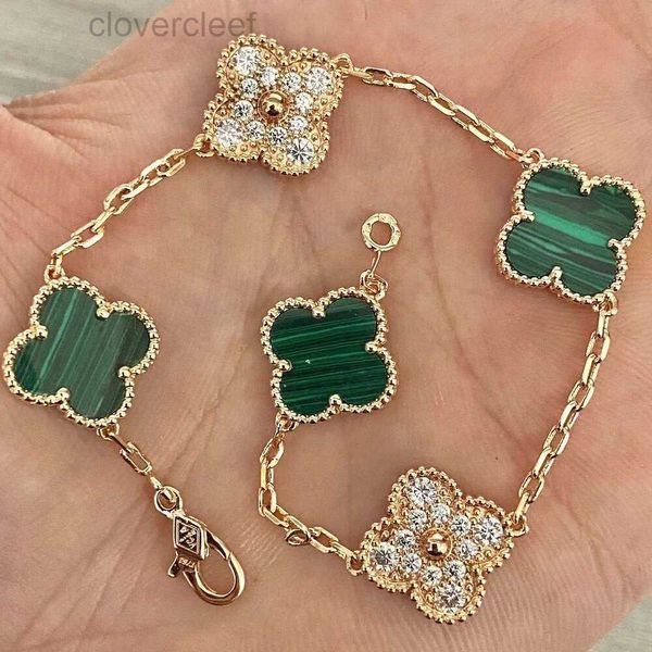 Cleef Four Leaf Clover Jewelrys bracciali di design di lusso Van Clover braccialetto leggero stile di lusso nuovo quadrifoglio guscio nero pieno di diamanti microincrostati br