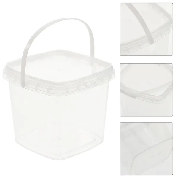 Set di posate 10 pezzi Secchio per tè al latte Forniture per serate al cinema Contenitori per torte in plastica trasparenti con coperchio per gelato alla frutta