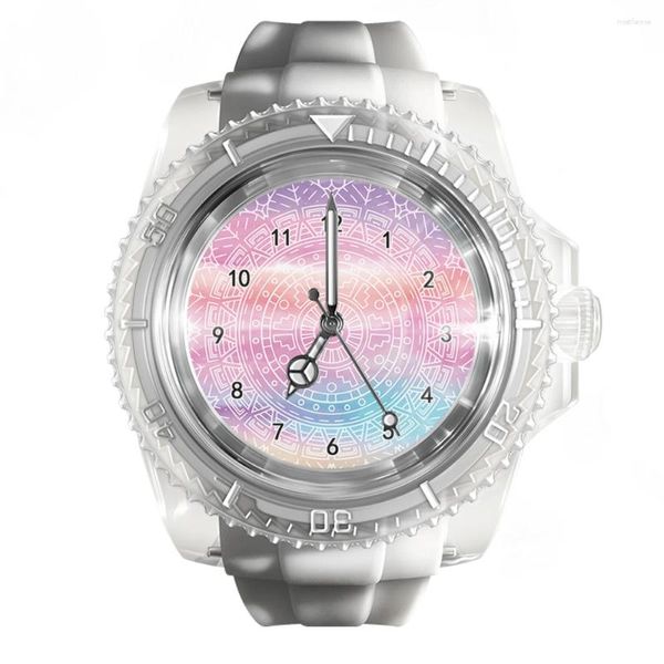 Relógios de pulso Silicone Transparente Relógio Branco Cor Geométrica Animal Homens e Mulheres Moda Tendência Relógios de Quartzo