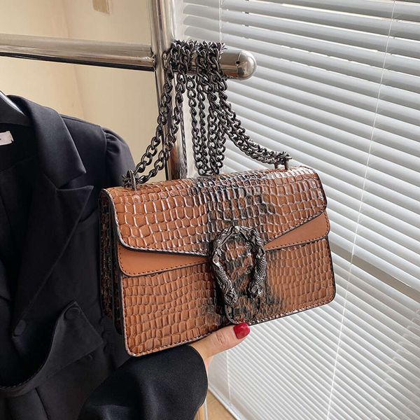 Loja Atacado Designer Bolsas Bolsa De Ombro Bolsa Feminina Novo Gradiente Vinho Deus Crocodilo Padrão Moda Corrente Único Ombro Crossbody Bolsa