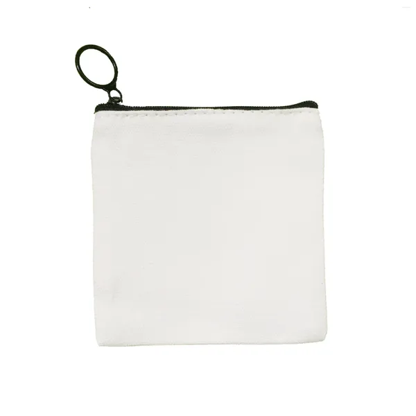 Sacos de armazenamento 10 pcs em branco sublimação portátil chaveiro moeda bolsa maquiagem saco de lona com zíper transferência de imprensa de calor diy presente