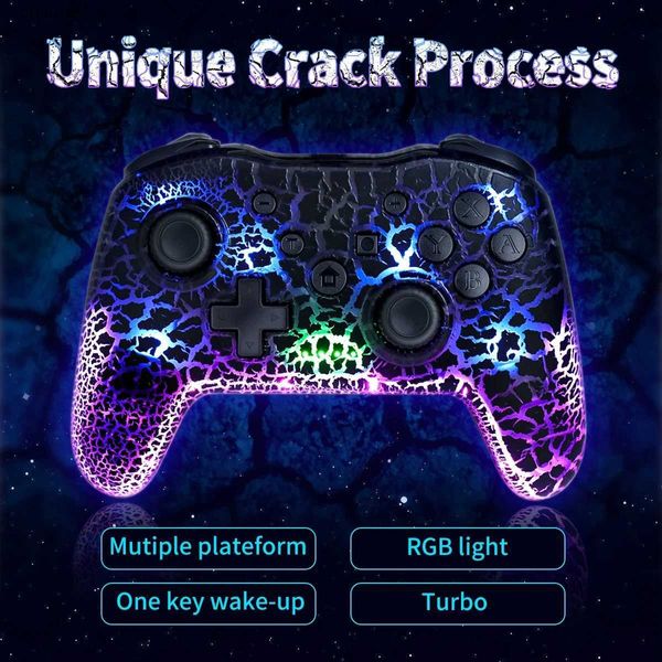 Controller di gioco Joystick Scheda di gioco wireless RGB Programma di cracking LED per Nintendo Switch TV box Controller joystick per PC Giroscopio a sei assi doppia vibrazioneY240322