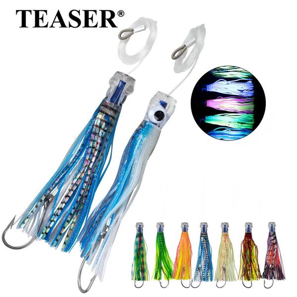 TEASER 110g Deep Sea UV Traina Esche da pesca Big Game Marlin Tonno Richiamo Portatile Bionico Calamari Esca Polpo Morbido 240312