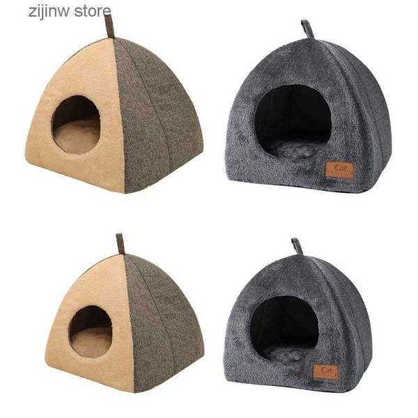 Katzenbetten Möbel Haustier warmes Bett Haus weiches halbgeschlossenes Höhlenzelt für den Innenbereich Katze Kätzchen Welpe Kleintier Haustier dicke Matte Y240322