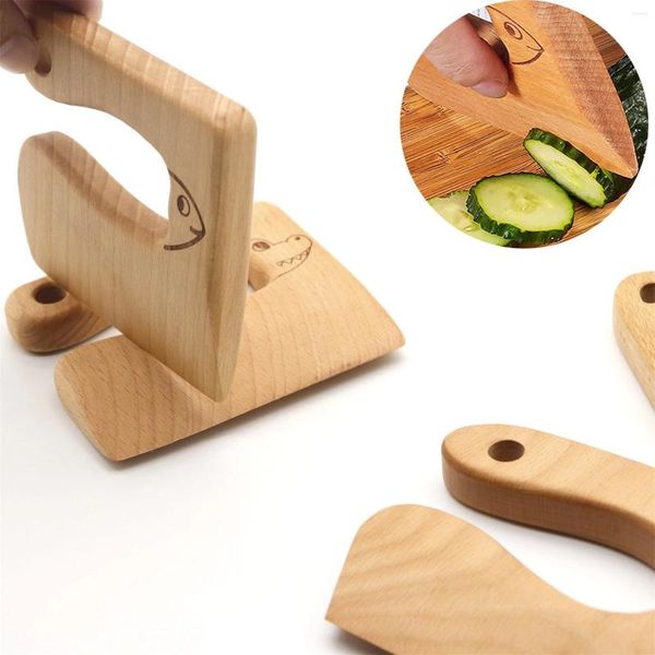 Messer aus Holz für Kinder, niedliche Form, Küchenwerkzeug zum Schneiden von Gemüse, Kochutensilien, sicheres Spielzeug für Kinder, DIY