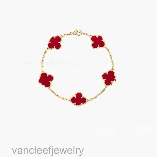 Cleef Four Leaf Clover Bracciali Van Clover Bracciale 2024luxury trifoglio quattro braccialetti di fascino di moda firmati per ragazze donne oro 18 carati argento nero bianco rosso verde br