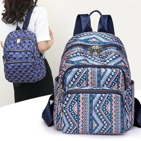 Schultaschen 2024 Damen Bedruckter Rucksack Oxford-Stoff Gut aussehende lässige leichte Leinwand Internet Celebrity Langlebig Trendy