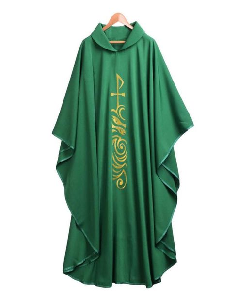 Heilige Religion Klerus Grün Katholische Kirche Robe Priester Kasel Zelebrant Rollkragen Gewänder Cosplay Kostüme 3 Styles2078499