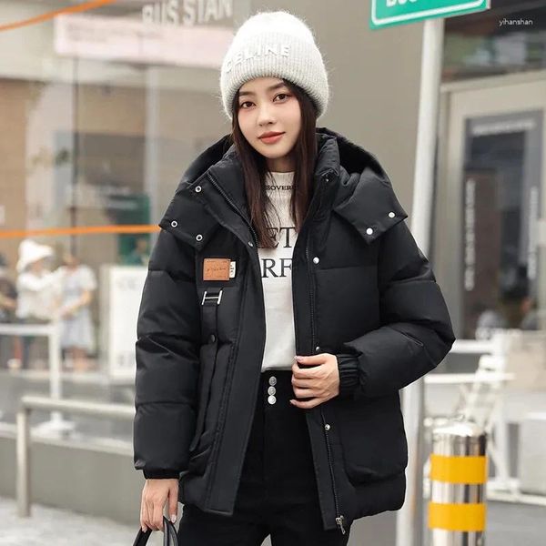 Kadın Trençkotları Resmi Down Pamuklu Çaplı Ceket Kadın Palto Kış Y2K Kalın Sıcak Parker Ceket Kapşonlu Koreli Gevşek Ekmek Giysileri