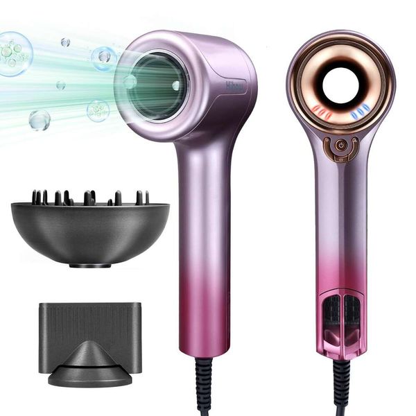 Hihow Diffusore per capelli ionico per capelli ricci, asciugacapelli professionale agli ioni negativi da 1500 W con concentratore, asciugacapelli con motore brushless da 110.000 giri al minuto per un'asciugatura rapida come