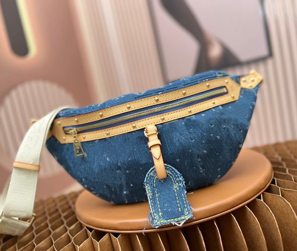 10A Marsupio in denim Borsa firmata unisex Marsupio fiore marrone Marsupio Rise Marsupio Tracolla larga Outdoor Casual Fannypack Borse a tracolla Donna Uomo Borse giornaliere Borsa a petto Blu