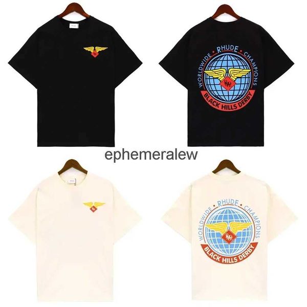 Herren-T-Shirts Earth Wings-Buchstaben bedrucktes T-Shirt für Herren, hochwertiger, übergroßer mandelschwarzer T-Shirt-Aufkleber mit Etiketten H240401